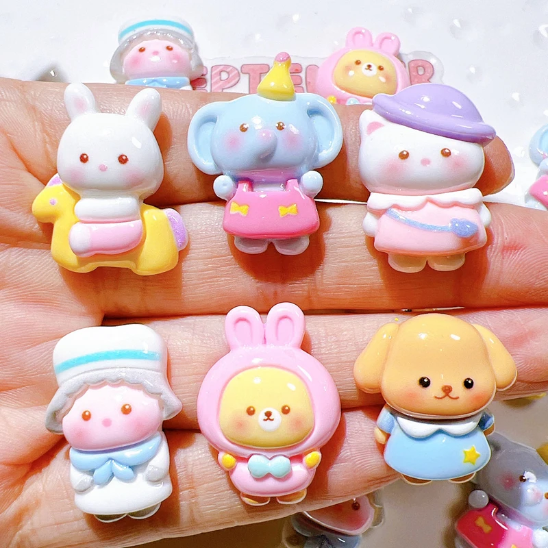 10 Pcs New Cartoon animal elephant, rabbits, kittens Series Resin Scrapbook Diy Jewelry Party Gift Hairpin Accessories