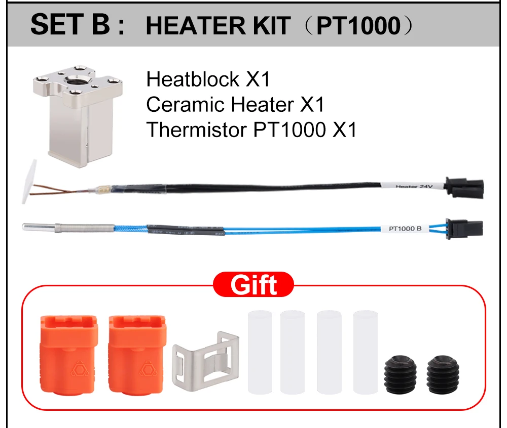 Trianglelab Dragon Ace Hotend-Teile: Kühlkörper, Heizblock, Heatbreak, Heizpatronen, Thermistor PT1000, 104NT-4, Thermoelemente K500 – Detail 9