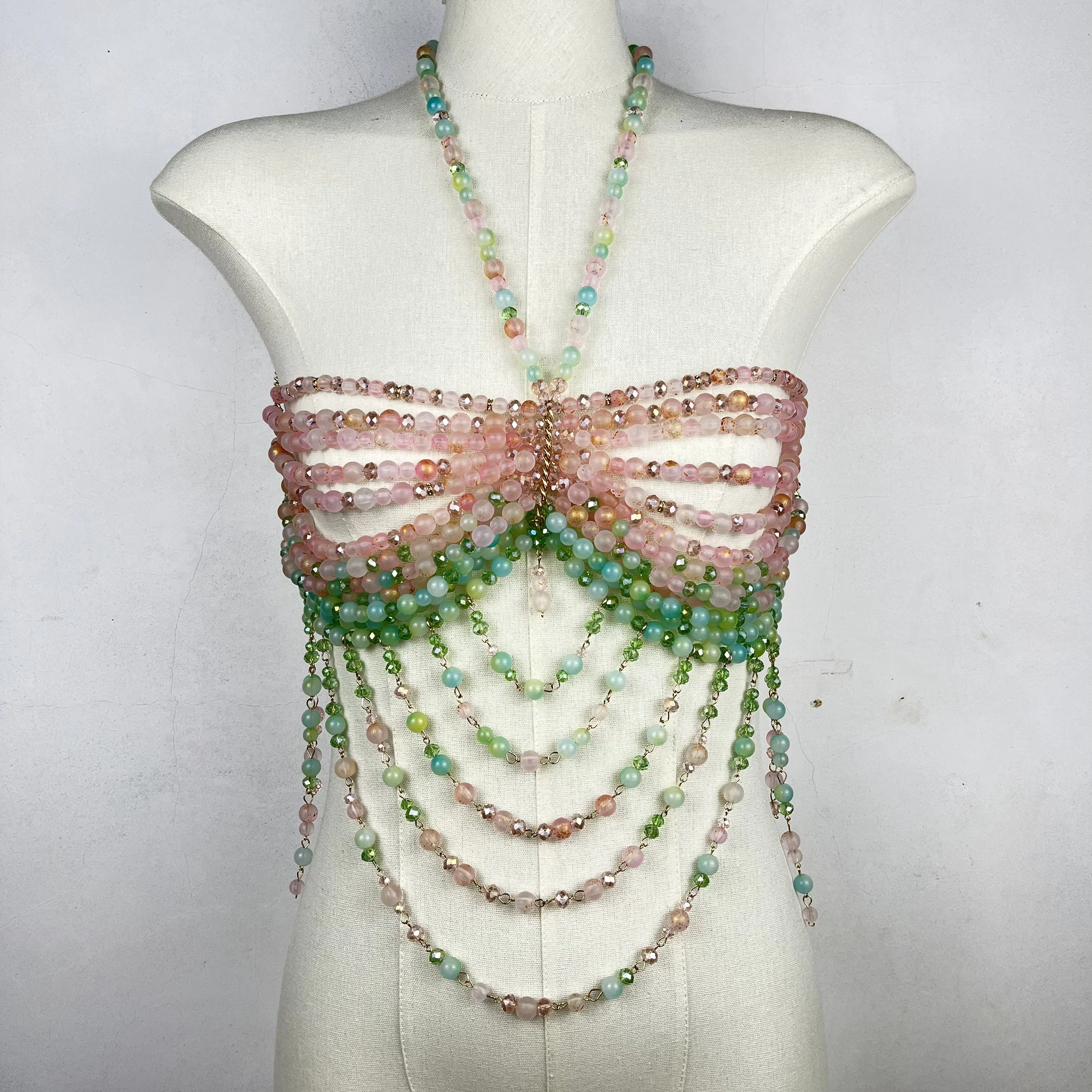 European And American Style Pearl Tassel Body Chain, Openwork Sexy And Versatile Necklace, Can Be Worn With A Clavicle Chain