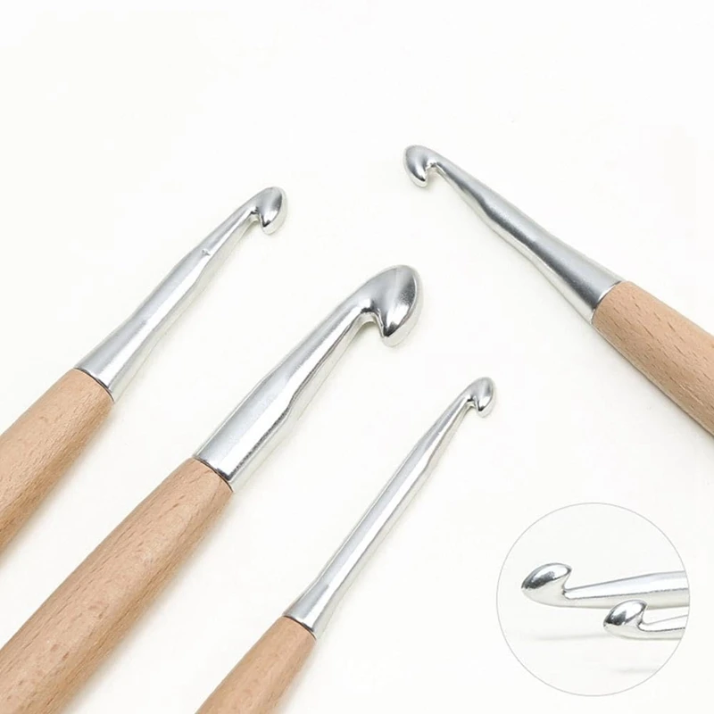 ตะขอถัก11ชิ้นขนาด3.0มม.-12มม. ตะขอโครเชต์พร้อมด้ามไม้หัวเดียวตะขอถักโครเชต์เข็มถัก