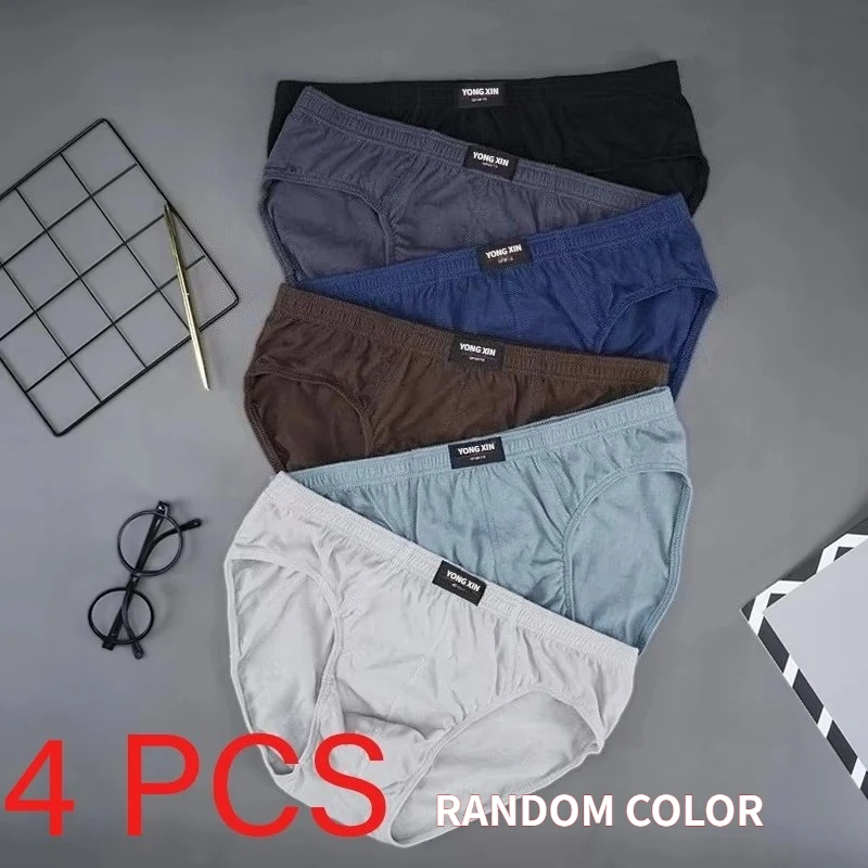 

4 Pcs/Lot Men's Panties 100% Cotton Breathable Briefs Comfortable Male Underwear Lingerie Plue Size S-3XL Men Underpants