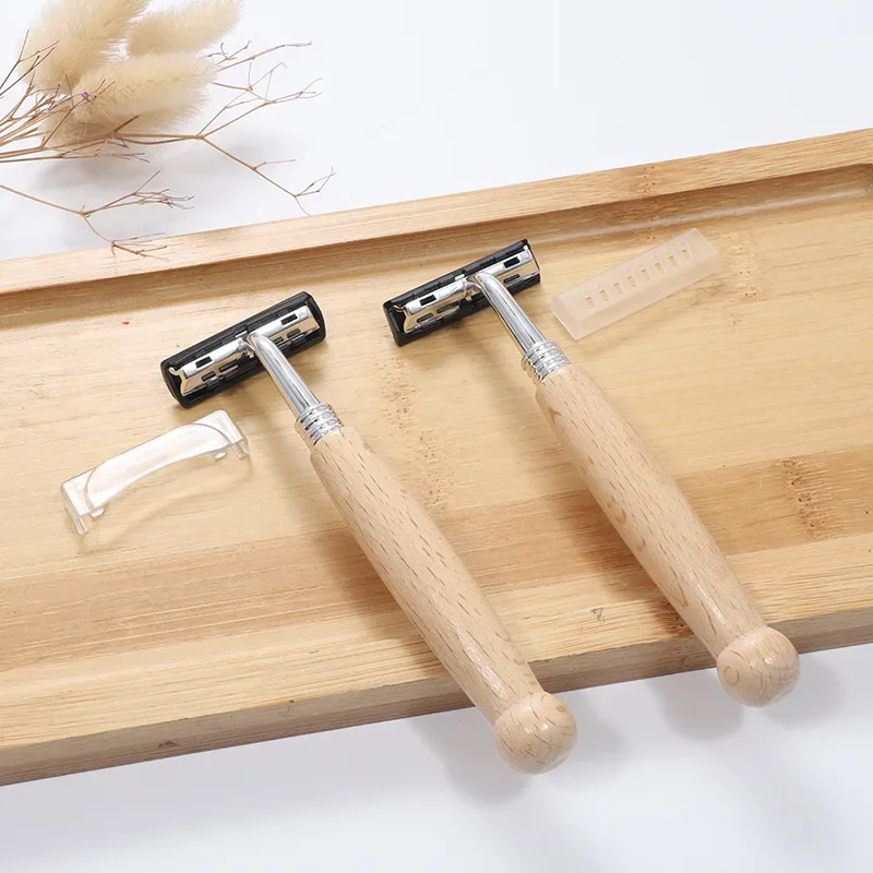 

50PCS 100PCS Bamboo Razor Bamboo Handle Men Vintage Manual Shaver Stainless Steel Blade Razor