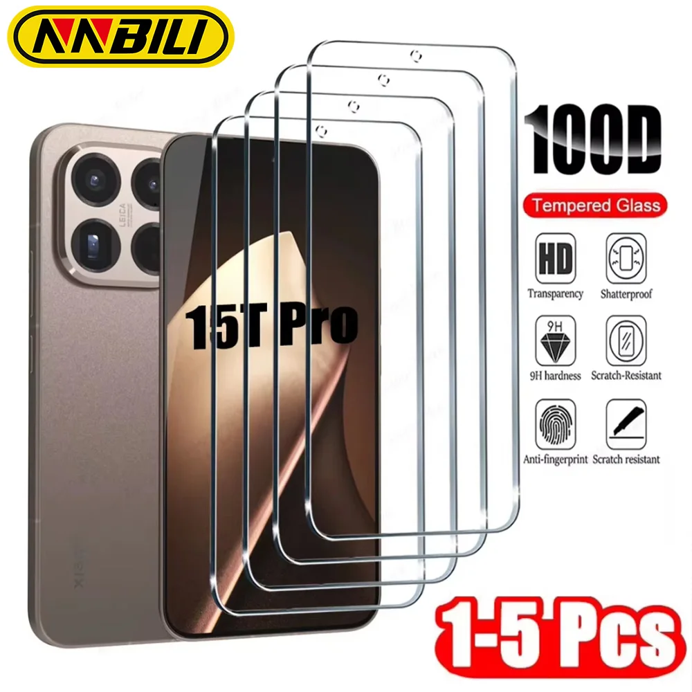 NNBILI 1-5PCS Protective Glass For Xioami 15T 14T 13T 12T 11T Pro 9H HD Screen Protector For Xiaomi Mi 15T Pro Tempered Glass