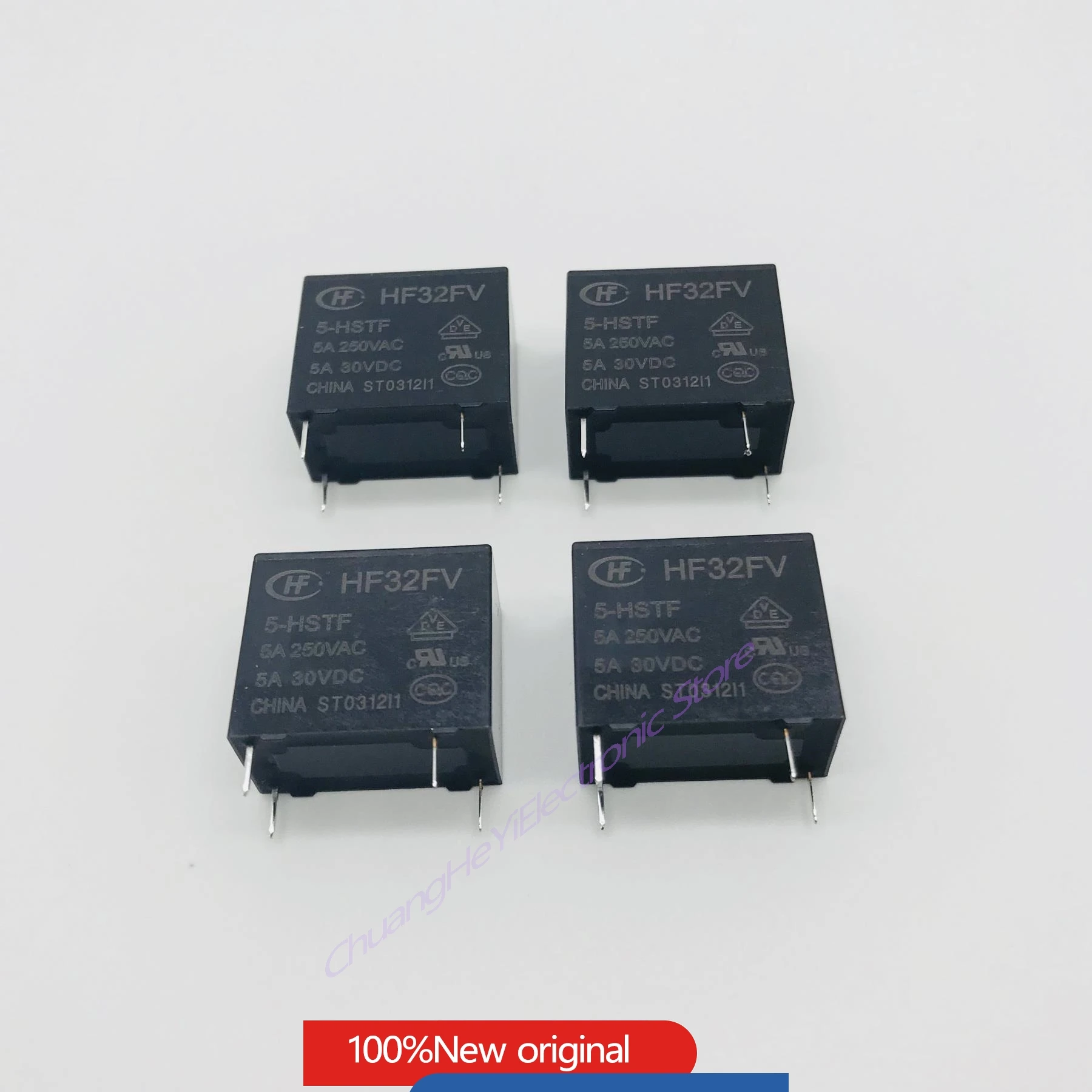 5pcs/lot Relay HF32FV-5-HSTF HF32FV-12-HSTF HF32FV-24-HSTF  a group of normally open 4 feet 5A DC 5V 12V 24V