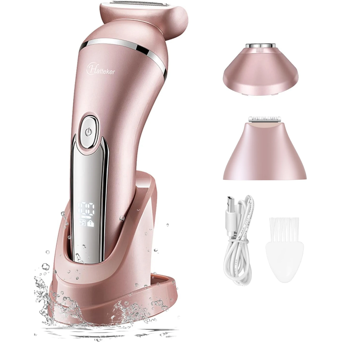 Hatteker Women's Multi-Function Electric Hair Remover Machine Home Use Triple Blade Head Replacement Plucking Tool Full Body Washable Shaver