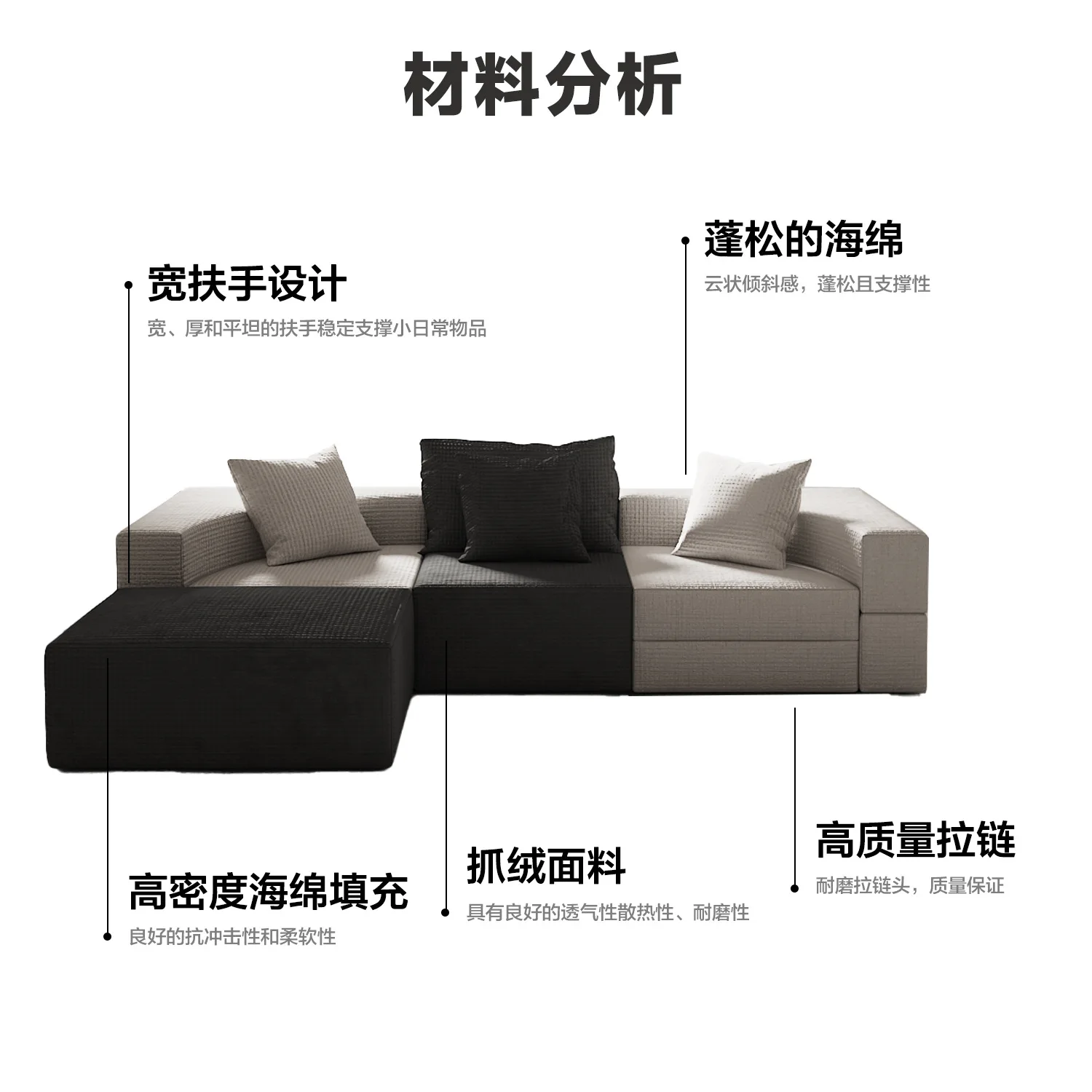 

New black and white simple sponge combination sofa