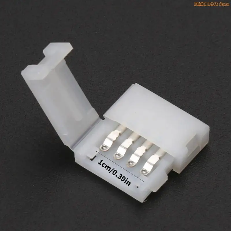 K1AE Solderless Clip-on Coupler Connector 4 Pin 10mm For 5050 RGB LED Strip Light