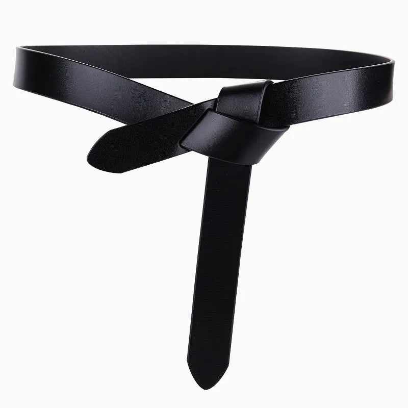 Cowhide Belt Ladies Soft Genuine Leather Knotted Strap Dress Accessories Gothic Retro Luxury Designer Girdle Corset for Women