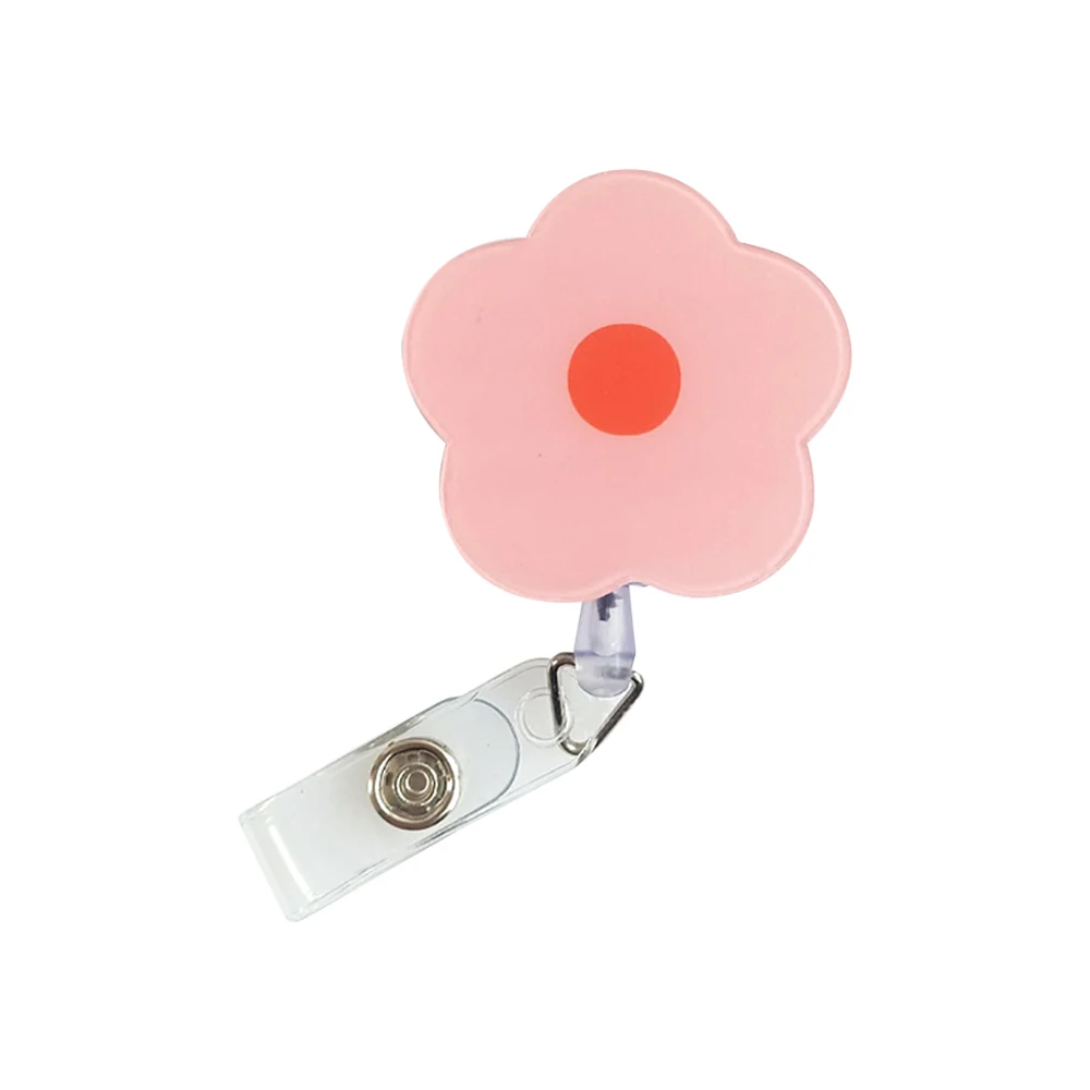 Retractable Badge Holder Name Tag Holder Label Work Accessory  Flowers Badge Clip Employee Id Card Buckles Keychains Lanyard