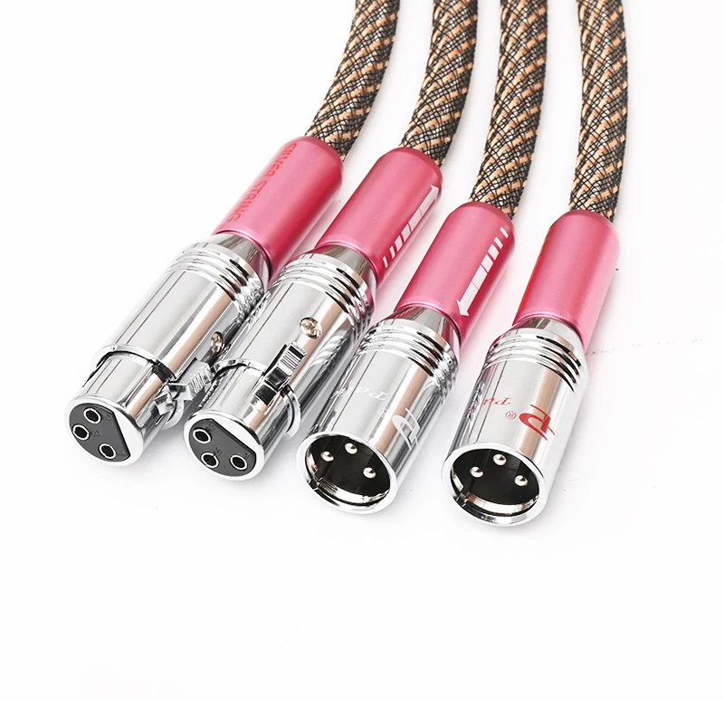 كابل HiFi XLR للميكروفون عالي النقاء OFC مطلي بالفضة مع حماية رباعية احترافية 2XLR ذكر إلى 2XLR أنثى #4