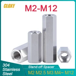 304 Stainless Steel M2 M2.5 M3 M4 M5 M6 M8 M10 M12 Hex Stand-off Spacer Long Rod Coupling Hex Nut Bolt