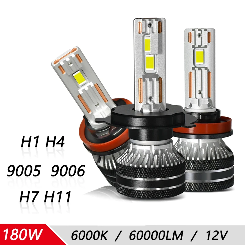 

2PCS LED Car Headlights H1 H4 H7 H11 9005 HB3 9006 HB4 6000K White Light Dual Copper Tube Vehicle Lights for Auto Upgrade 12V