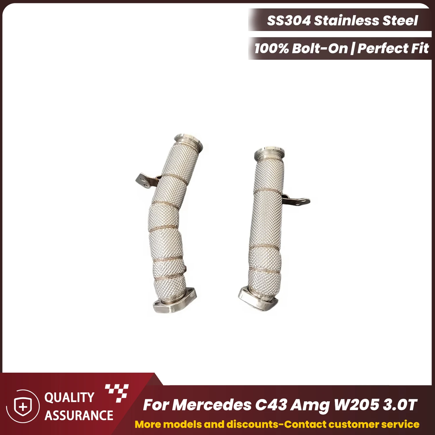 

ECCF Sports Downpipe With Heat Shield For Mercedes C43 Amg W205 3.0T Aggressive Exhaust Sound High Flow Performance Upgrade