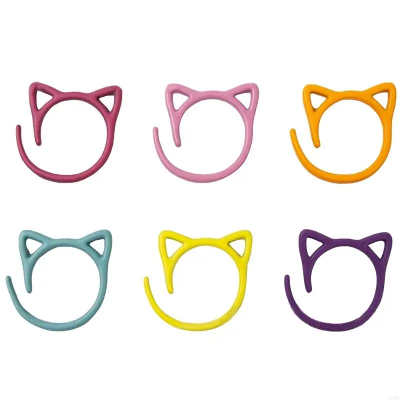 

97QE 24Pcs Cats Stitching Marker Rings Metal Locking Stitching Marker for Knitting