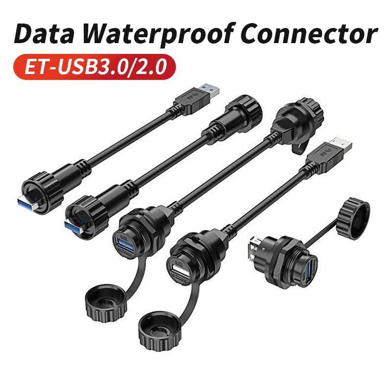 

10A USB 3.0 Data Waterproof Connector USB2.0 Male and Female Socket for Industrial Aviation Plug with Extension Cable IP67