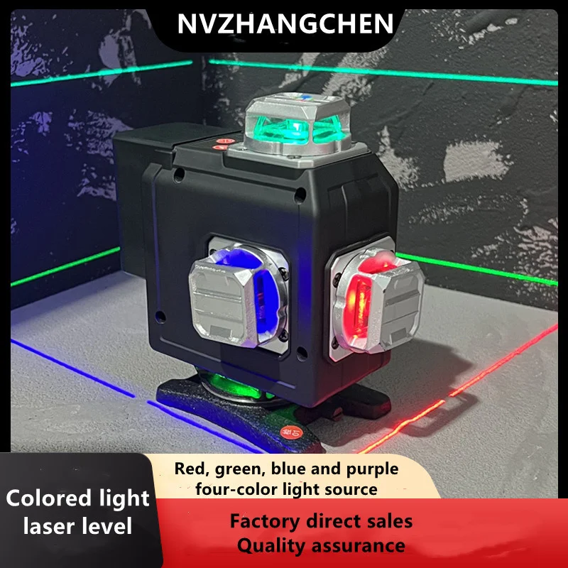 Imagem -02 - Laser Nível 3d 12 Linhas Poderoso Purple Light Digital Display 360 Auto-nivelamento Horizontal Vertical Multicolor Laser Nível