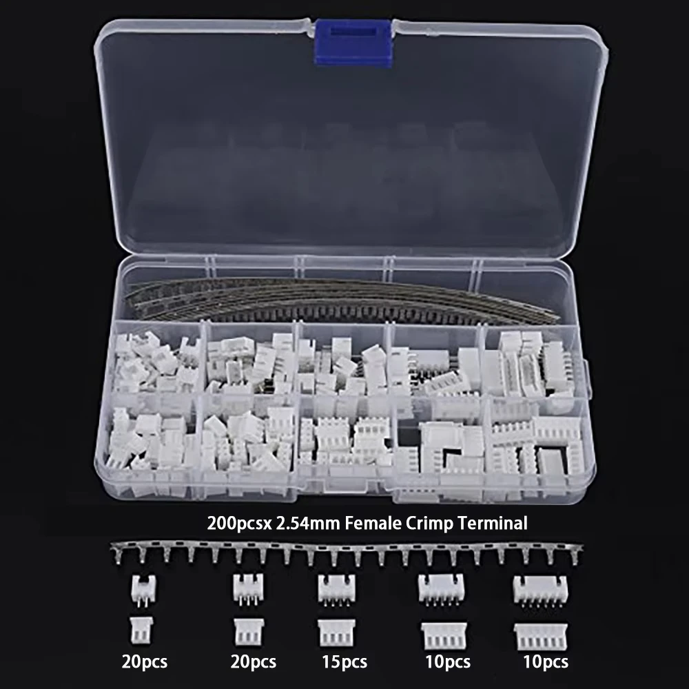 350Pcs JST 2.54 XH Male Female Connector 2/3/4/5/6Pin Plug With Terminal Wires Cables Socket Header Dupont Wire Connectors Kit