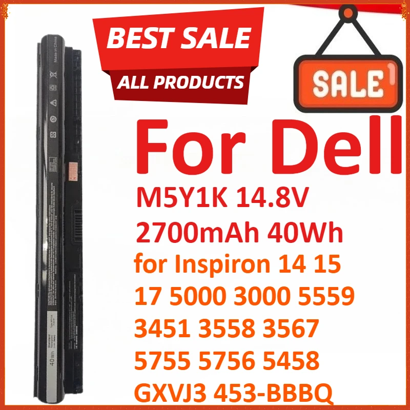 

M5Y1K 14.8V 2700mAh 40Wh Laptop Battery For Dell Inspiron 14 15 17 5000 3000 5559 3451 3558 3567 5755 5756 5458 GXVJ3 453-BBBQ