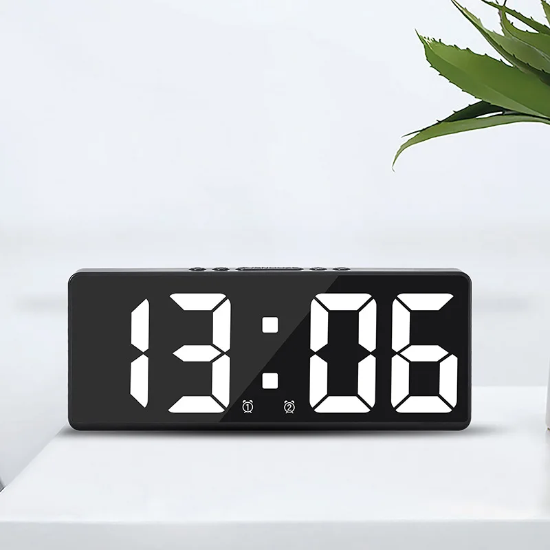 Digitaler Wecker, Sprachsteuerung, Temperatur, Schlummerfunktion, Nachtmodus, Desktop-Tischuhr, 12/24 Stunden, störungsfreie Funktion, LED-Uhren – Detail 6