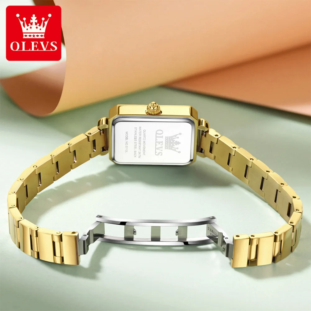 OLEVS 5713 Elegance Vintage Retro Light Luxury Square Dial Original Quartz Movement Watch For Women 30m Waterproof Watch