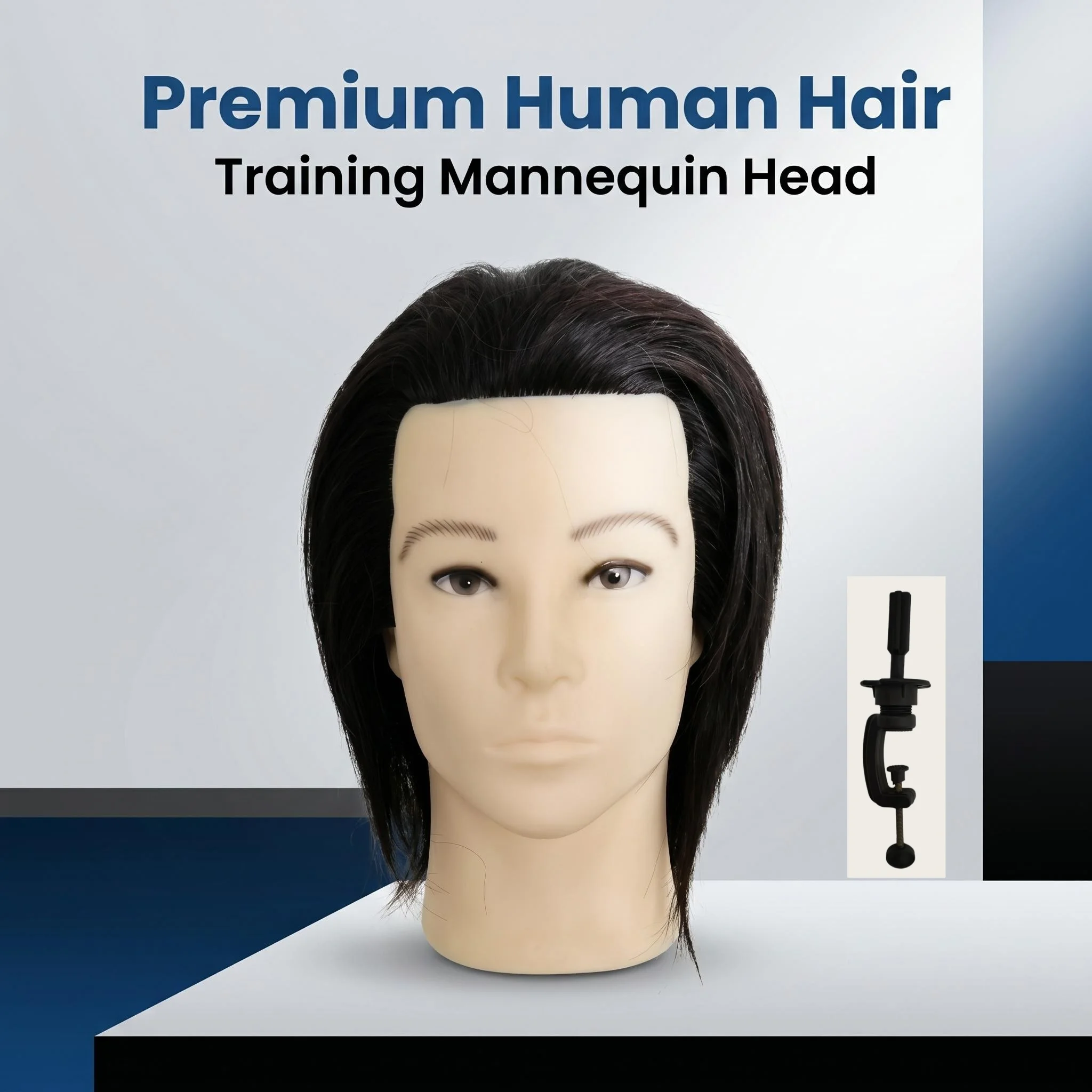 8インチのマネキンヘッド：本物の人毛を使用した多目的男性用ヘアカット練習用ヘッド。-本物の人毛を使用したため、適切です。