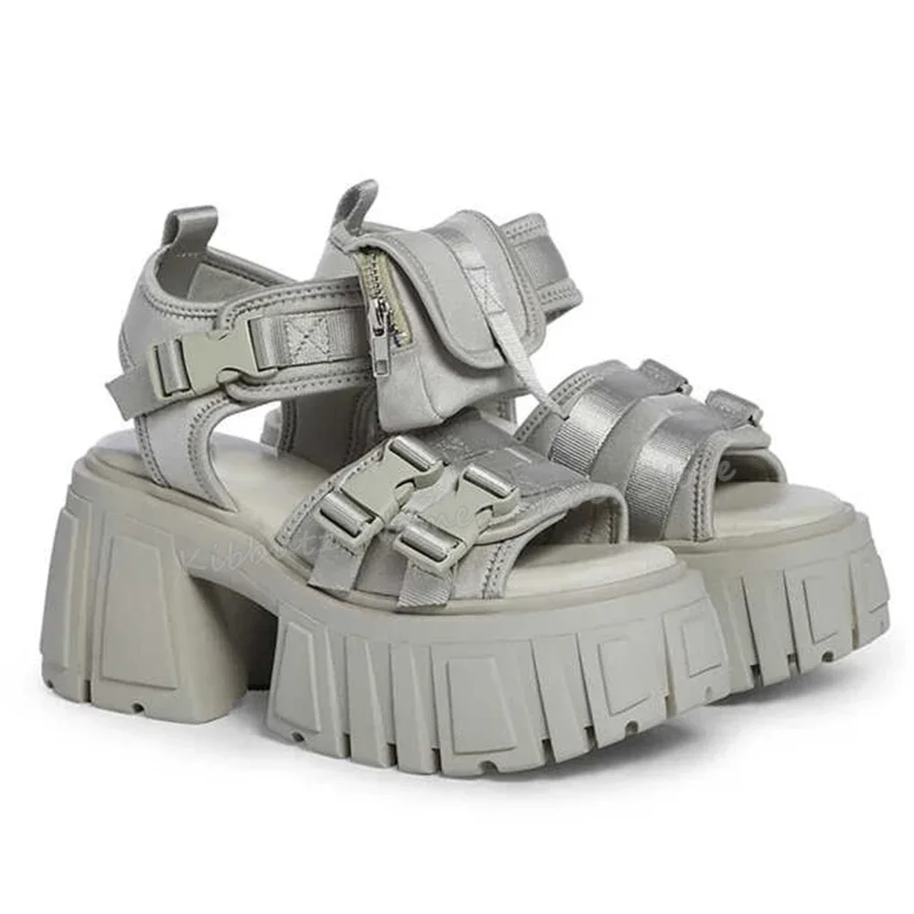 

Thick Bottom Sandals Bags Round Toe Luxury Leather Solid Color Ankle Strap Fashion Novelty Concise Sexy Elegant Women Shoes New