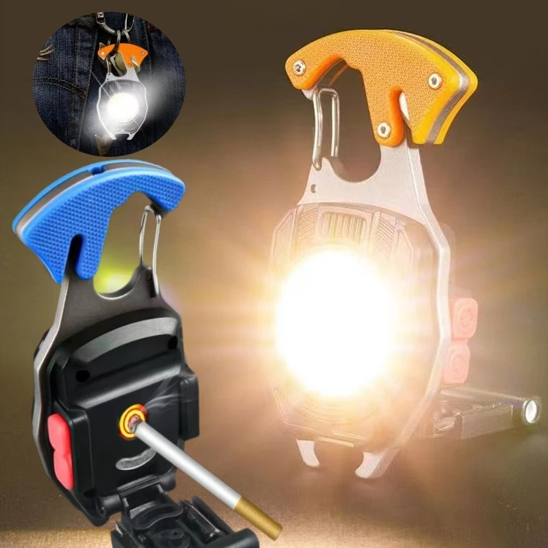 Outdoor Strong Light Mini Flashlight Emergency Lighting LED Keychain Portable Multifunctional Lighter