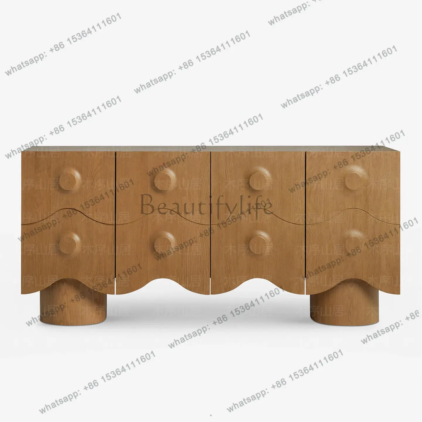Medieval wabi-sandy wind solid wood dining side cabinet entrance simple and minimalist storage storage decorative cabinet