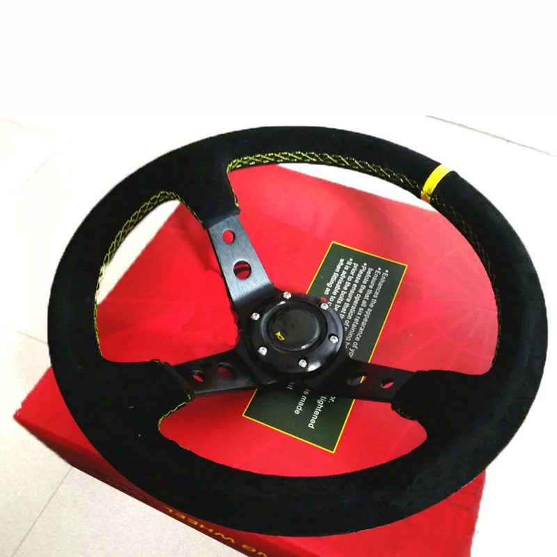 Car Modification Steering Wheel 14 Inch Frosted Personalized Competitive Racing Steering Wheel 350mm Suede Universal