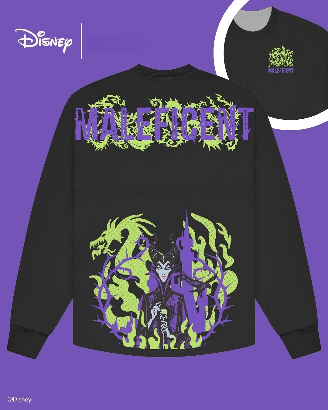 ديزني النائمة الجمال مالفيسنت عشيقة الشر الوالدين والطفل Crewneck البلوز البلوز استرخاء صالح مريح الخريف الشتاء