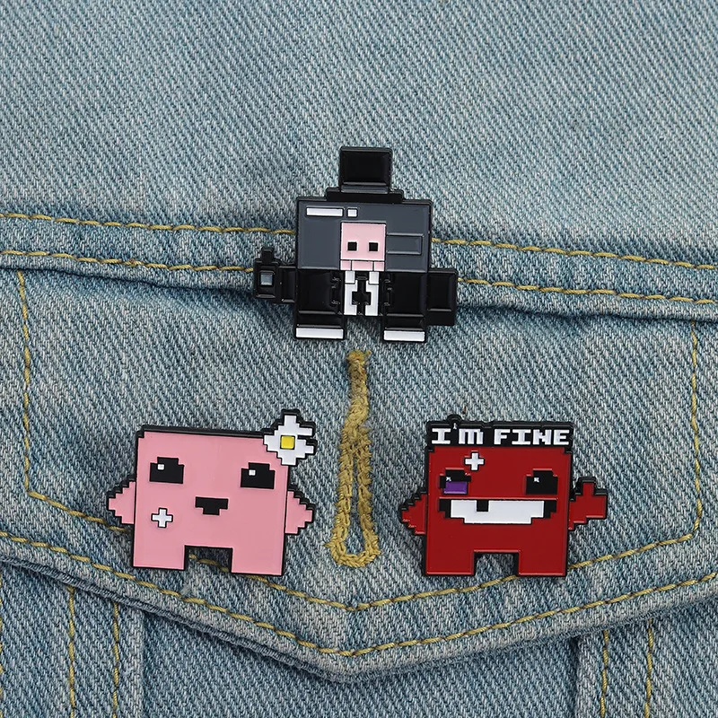 3pcs Pixel Art Enamel Pin Set 