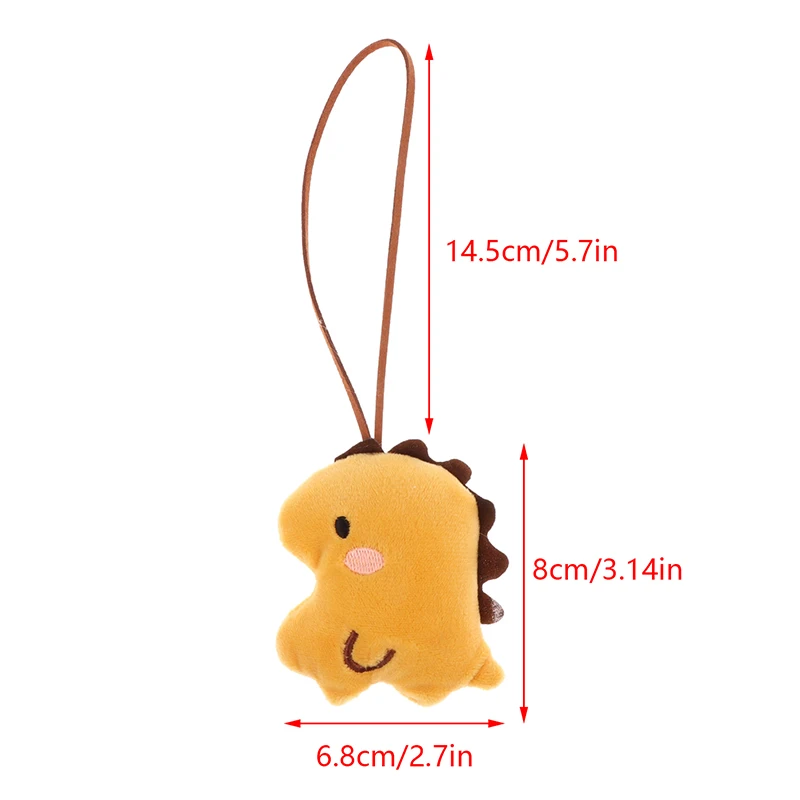 Cute Dinosaur Name Sticker Pendant Anti-lost Mark Name Tag Charm Keychain Bag Decor Cartoon Animal Plush Stuffed Doll