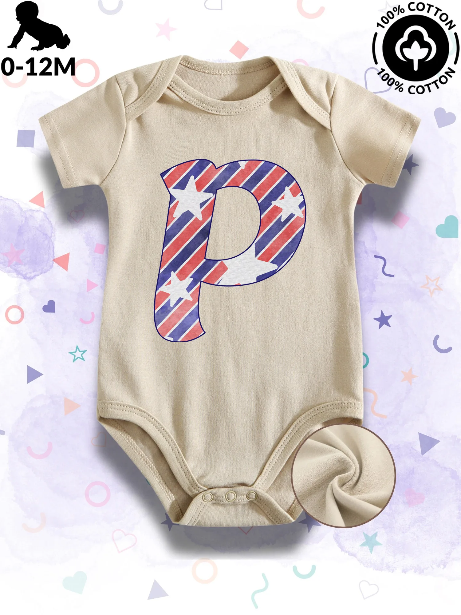 

Детский комбинезон унисекс с ретро-патриотическим принтом, 100% хлопок, мягкий, всесезонный, бежевый, для ползания, 190 г/м²