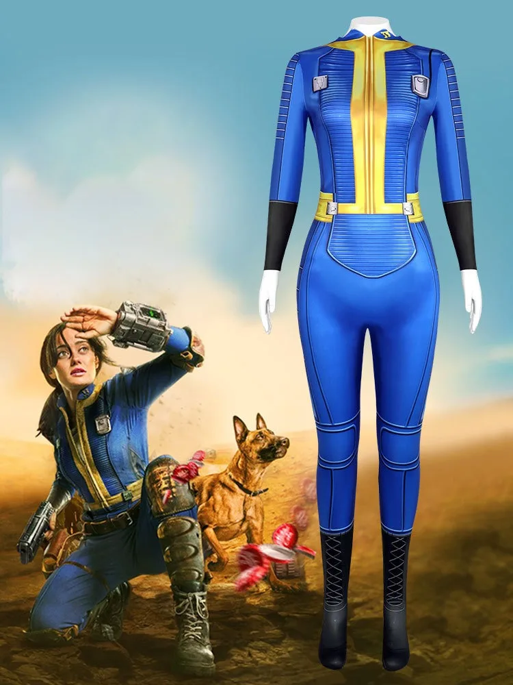 

Fallout Lucy MacLean Cosplay Costume Jumpsuit Men Women Survivor Blue Bodysuit Adult Outfits Uniform Halloween Carnival Clothes