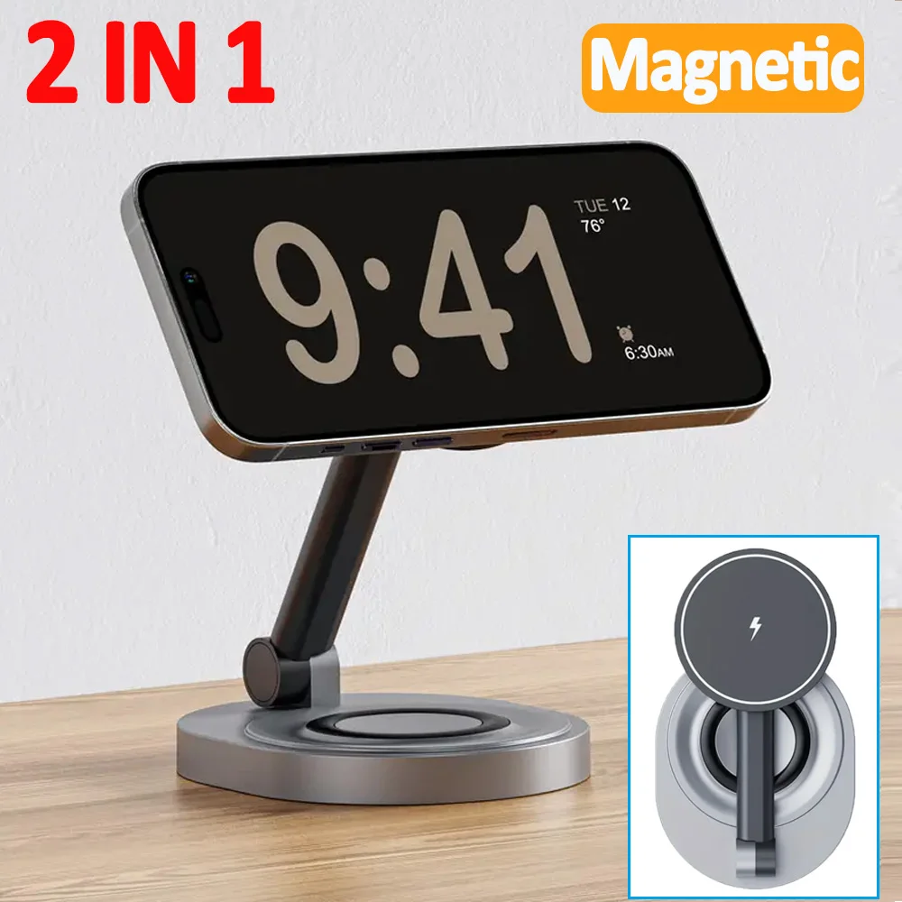 Supporto per caricabatterie Wireless magnetico 2 In 1 per iPhone 15 14 13 12 Pro Max Apple Watch 8 7 6 Airpods Dock per stazione di ricarica rapida