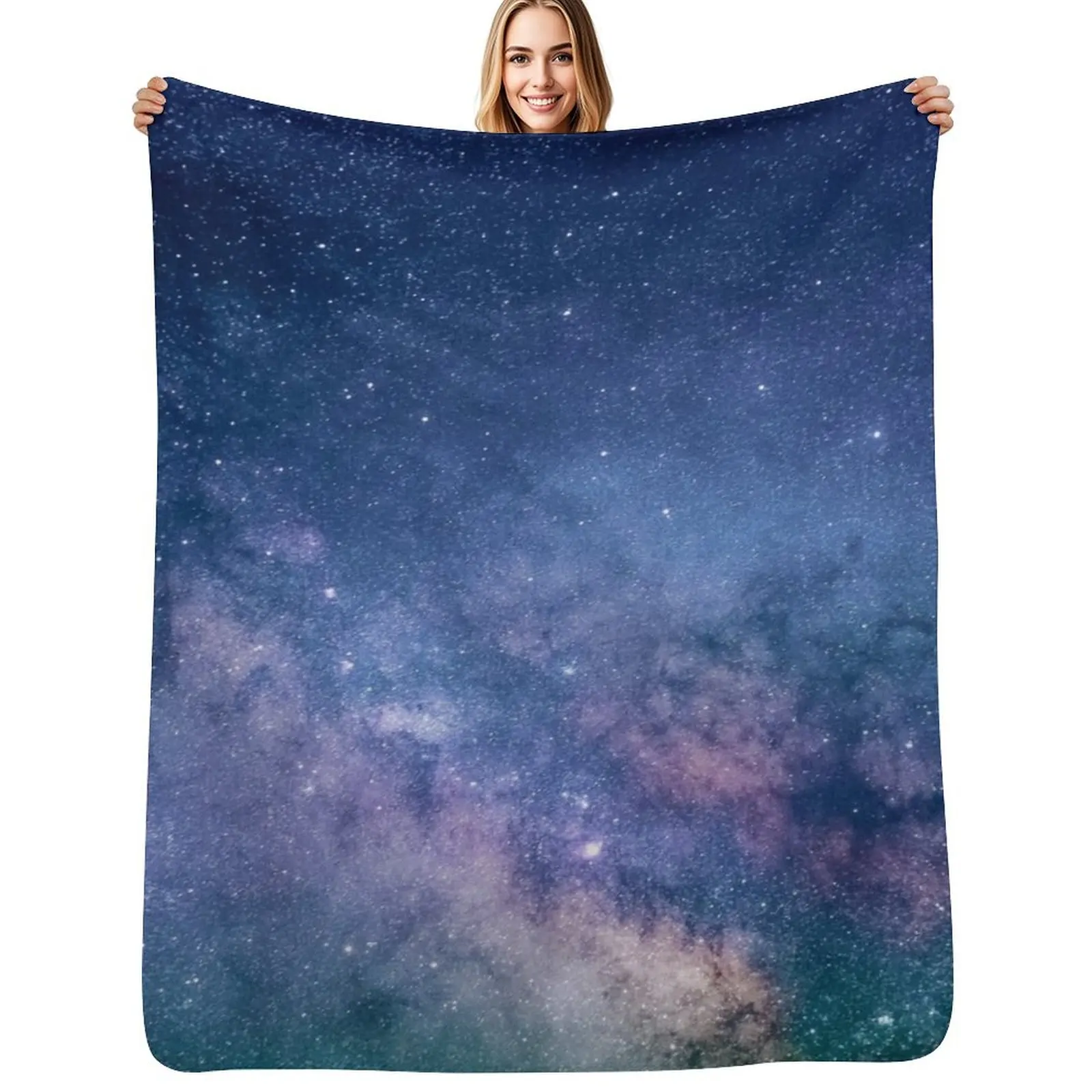 

Starry nights galaxy view purple pink night sky space view bestseller Throw Blanket Soft Home Decor Blanket for Couch Bedroom