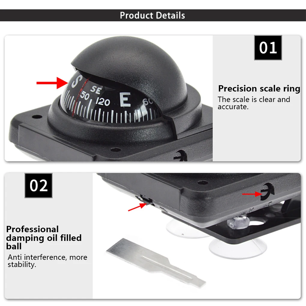 بوصلة السيارة عالية الجودة ومرنة ومحمولة ومقاومة للاهتراء ومظهر رائع للاستخدام الاحترافي ودليل الاستقرار الجيد #4