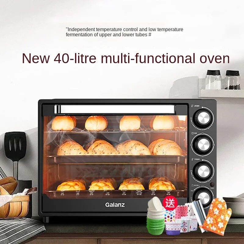 Electric Oven Household Oven 40L, Independent Temperature Control Multi-layer Baking Oven Lamp Pizza Oven Electric Kitchen Oven