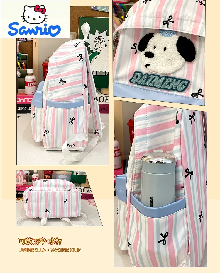 Sanrio High Quality Nylon Large Capacity Backpack Student Cartoon Hello Kitty Anime Cute Lightweight Weight Reducing Backpack