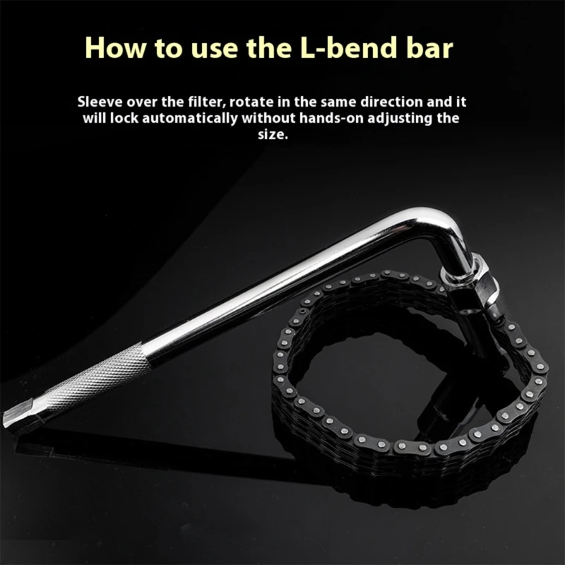 Compactly Automotive Engine Oil Filter Removal Tool Double Chain Design Heavy dutys Steel Construction Wide Compatibility