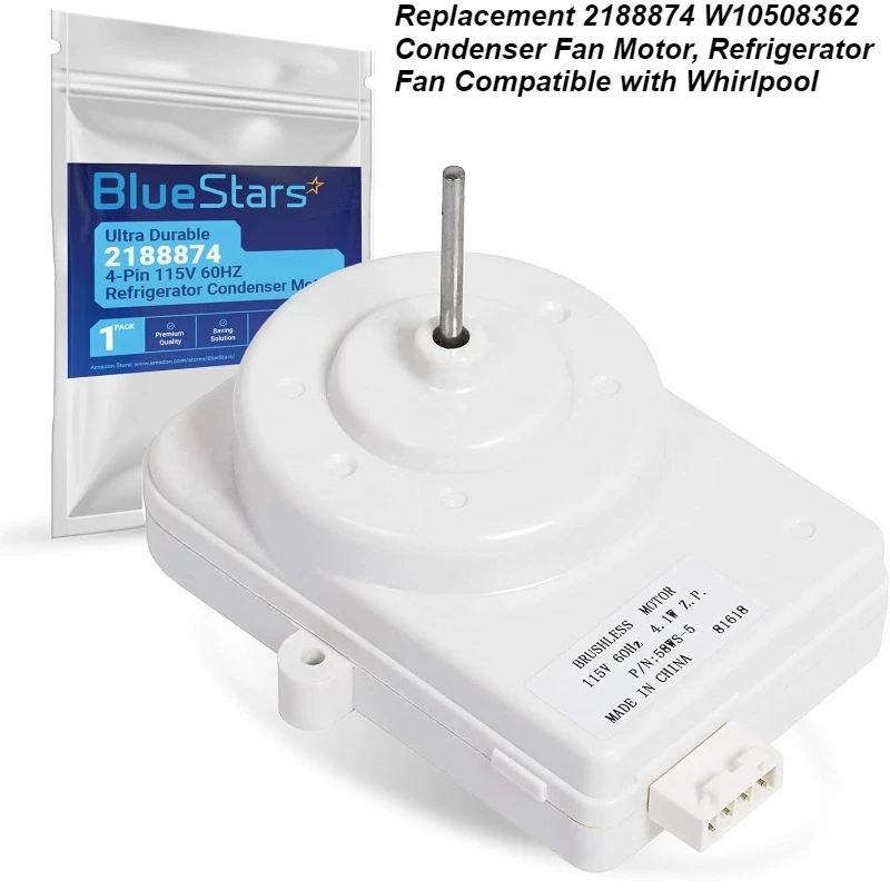 Replacement 2188874 W10508362 Condenser Fan Motor, Refrigerator Fan Compatible with Whirlpool