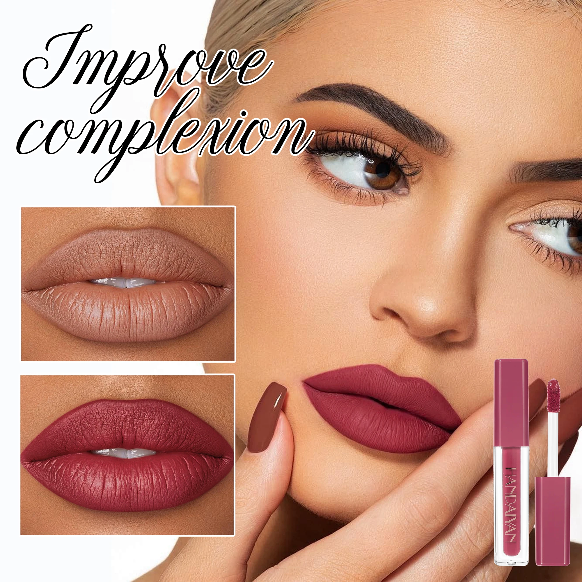 Ensemble de glaçage à lèvres, brillant à lèvres imperméable longue durée et facile à appliquer, rouge à lèvres nacré mat antiadhésif, améliore le teint