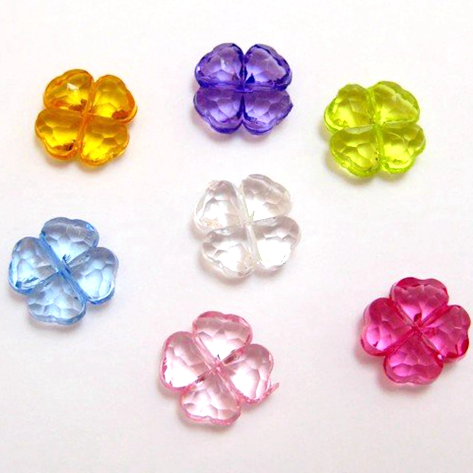 5000 Mixed Colour Transparent Acrylic Four Leaf Clover Charm Beads 11mm