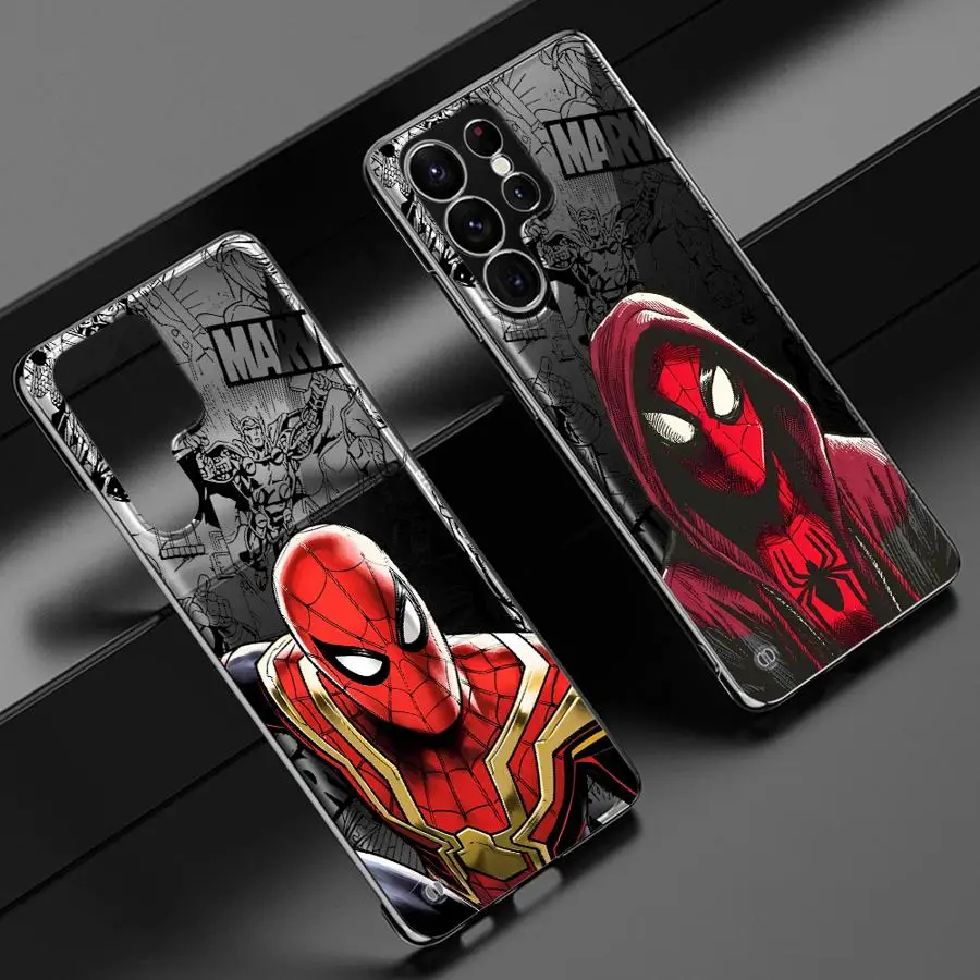 Shockproof Case for Samsung Galaxy S24 S23 Ultra S20 S21 FE S22 Plus Clear Silicone Shell Phone Cover Marvel Spider-Man Funda