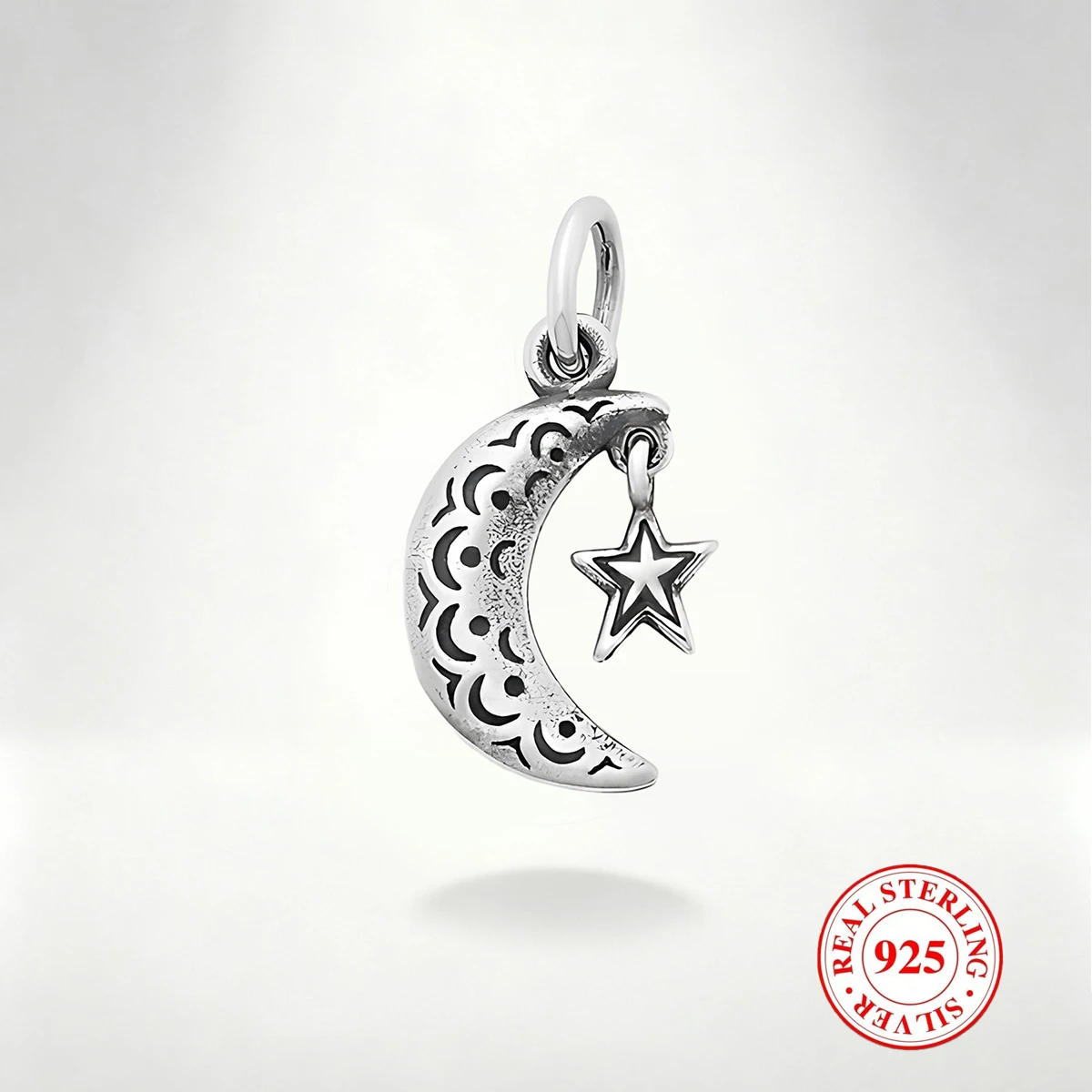 

1 PC S925 Pure Silver Moon And Star Pendant, charming Vintage DIY Pendant, Suitable for DIY Necklace and Bracelet Decor