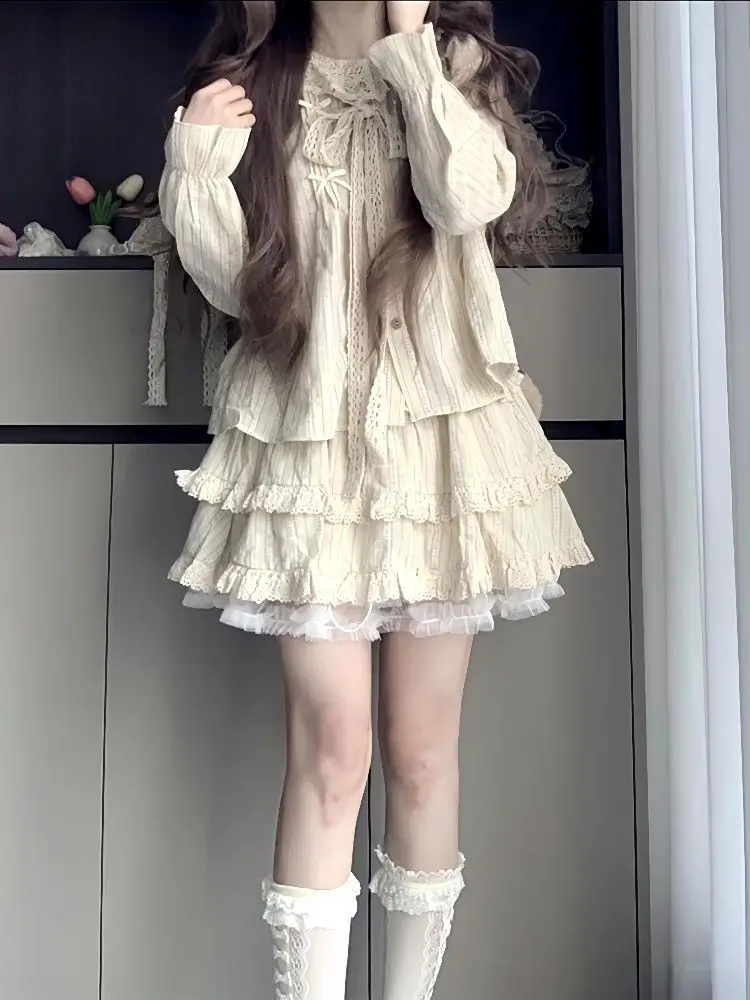 Damskie koszule z długim rękawem w stylu koreańskim, codzienne bluzki w paski, kołnierzyk, eleganckie, kobiece, jesienne, szykowne, wygodne ubrania.