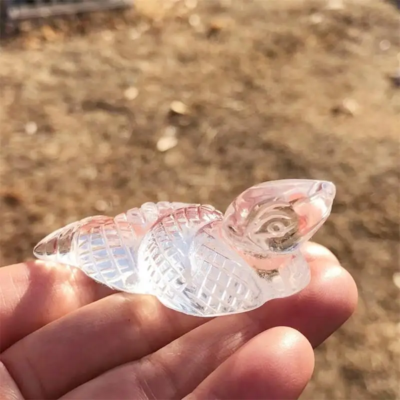 

Natural Clear Quartz Snake Carving Animal Fengshui Carving Ornaments Crystal Collection Holiday Gift 1pcs