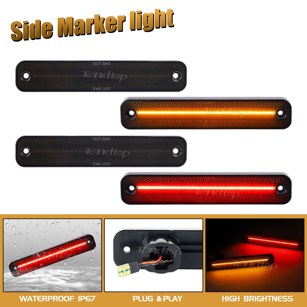 Amber Red LED Fender Flashing Light Turn Signal Repeater Side Marker Lamp Front&Rear Ford Bronco 1978-1979