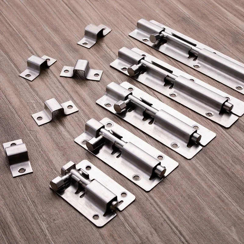 Door Security Slide Latch Lock Stainless Steel Bolt With Solid Heavy Duty Brushed Finish Door Latch Sliding Lock