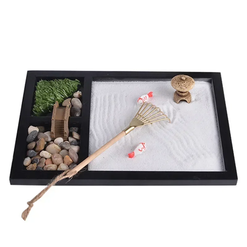 Zen Garden Sand Meditation Peaceful Relax Decoration Set Spiritual Buddha Incense Burner Feng Shui Yoga Decor